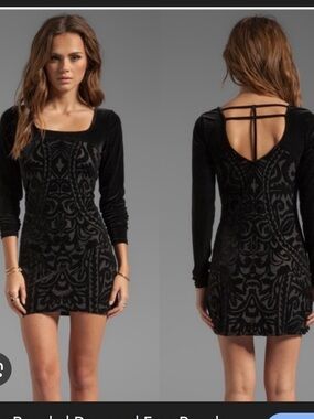 FREE PEOPLE BLACK VELVET DRESS